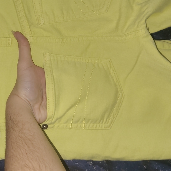 Second Yoga Jeans 💛 Neon Yellow Stretch Jeans - Happy Dopamine Clothing Size 28 - Picture 5 of 10